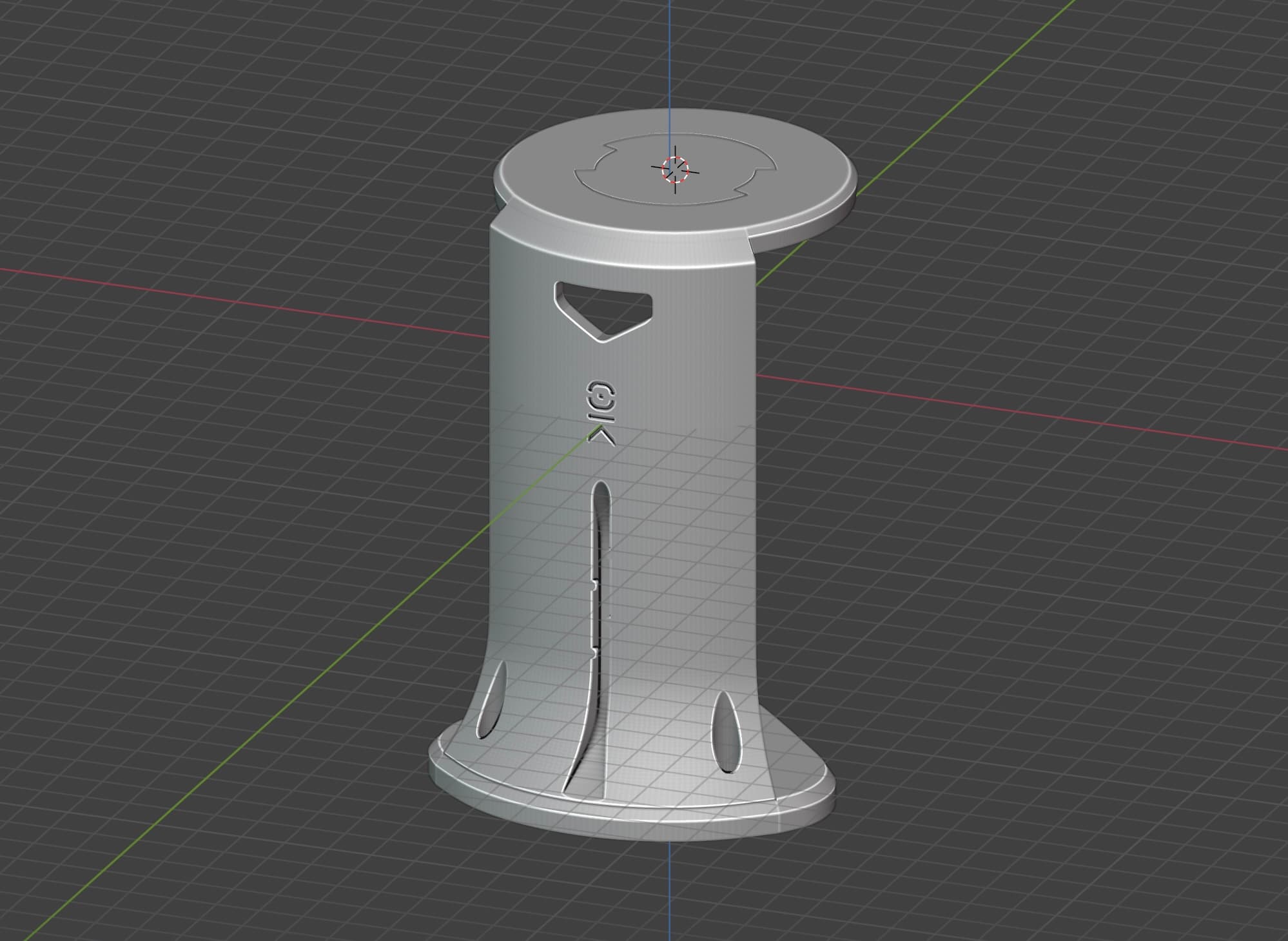 Stand model open in CAD software during a revision.
